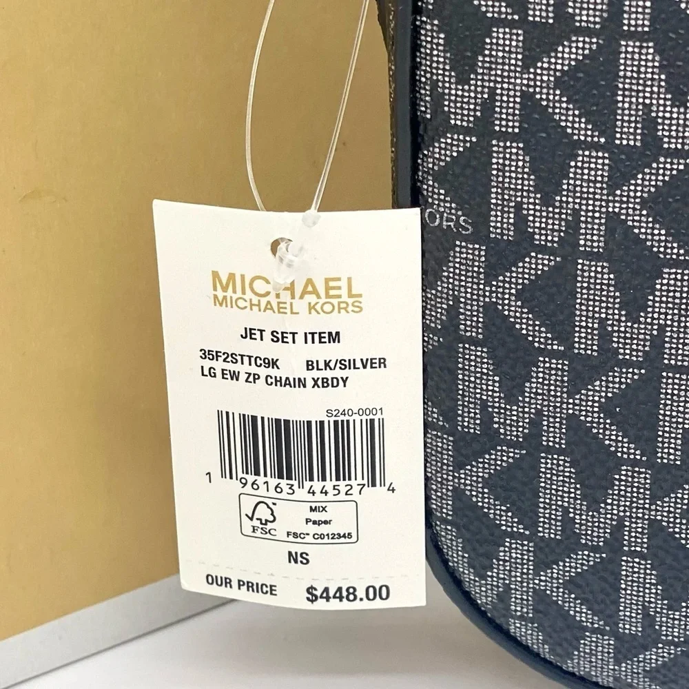 Michael Kors Metallic Zip Chain Crossbody Black Multi